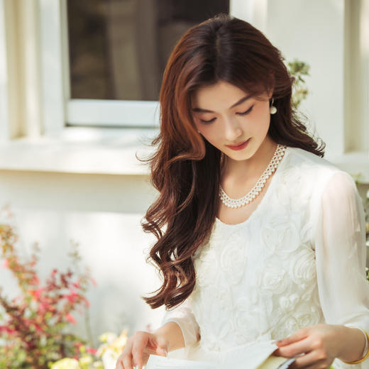 【林栖设计小店】【林栖推荐】（现货）白玫瑰真丝上衣2025春夏新品花仙子长袖上衣女N1952303 商品图5