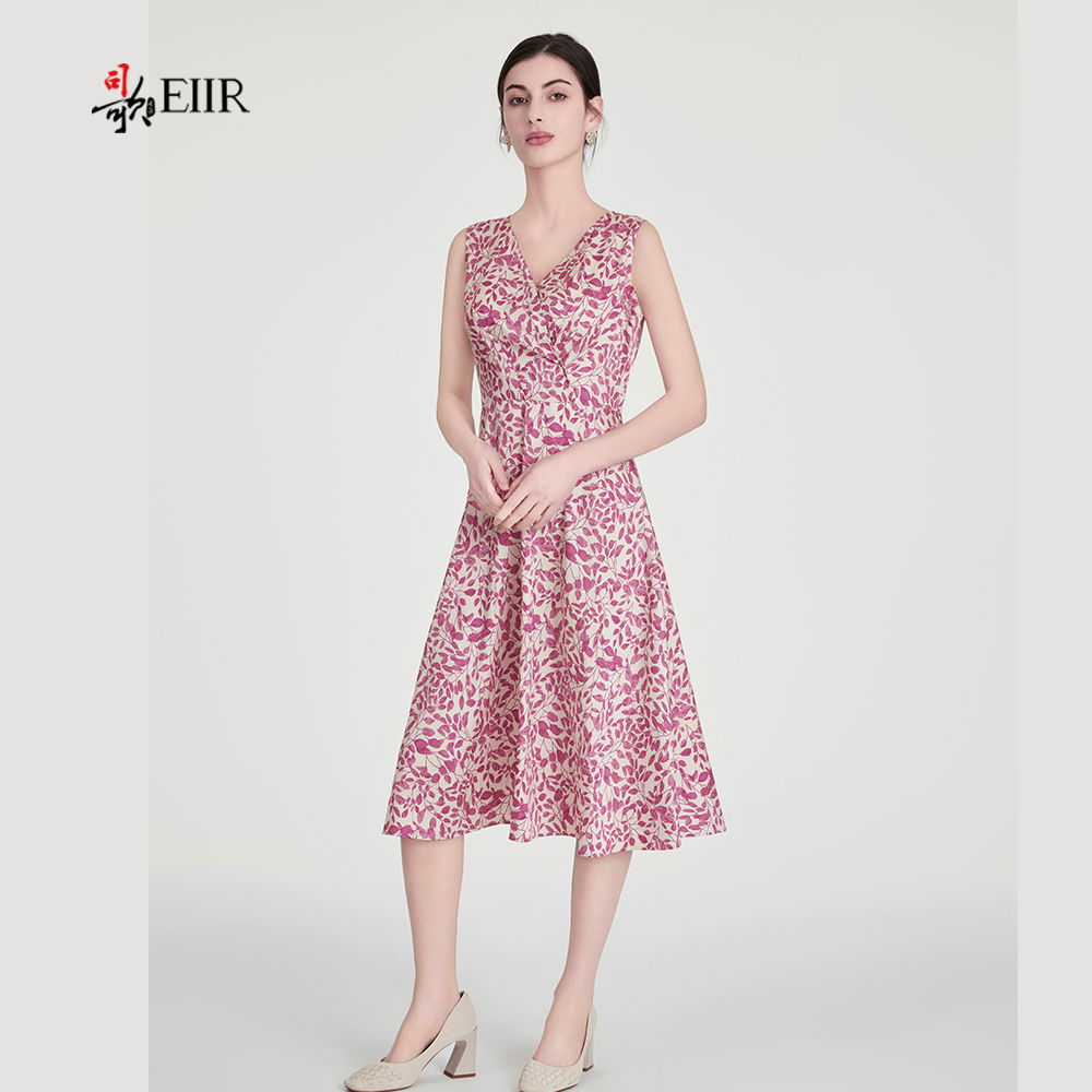 司歌缎面碎花背心连衣裙A891183X