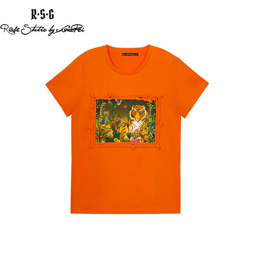 RSG郭培成衣品牌手绘老虎画框新中式国风印花夏季新款上衣 商品图0