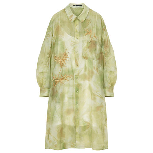 RSG郭培成衣品牌原创中国风金竹刺绣水墨透视感衬衫连衣裙 商品图4