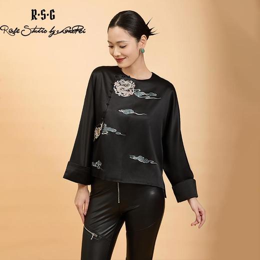 东方境X郭培联名系列：轻高定团龙祥云刺绣斜襟外套 商品图2