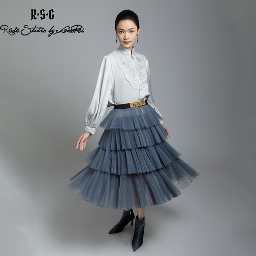 郭培成衣品牌马卡龙色法式宫廷复古风层叠纱裙 商品图1