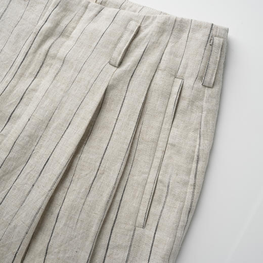 ROMI STUDIO“自我轮廓”100%亚麻条纹肌理感透气直筒西裤421K6007 商品图2
