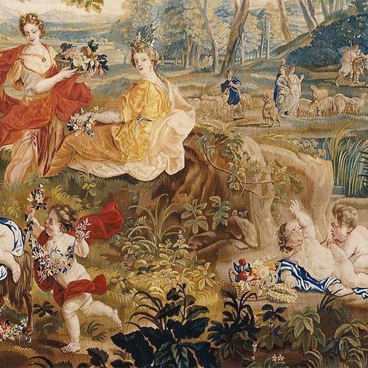 独角鹿西洋古董 18世纪初比利时法兰德斯地区织造名坊Hendrik II Reydams出品神话爱情主题手工编织大型羊毛挂毯 商品图3