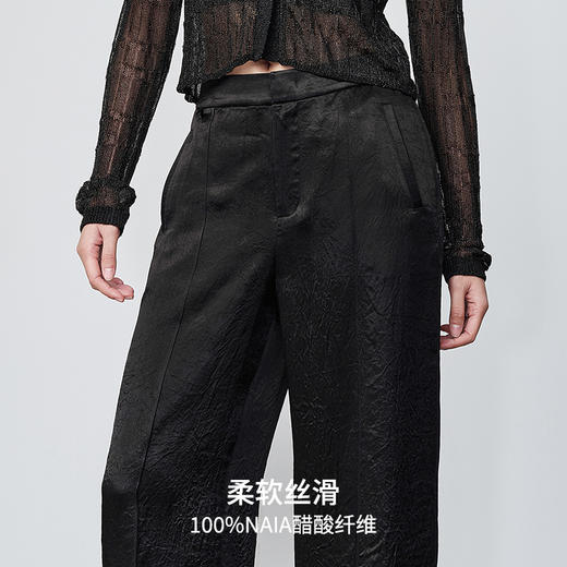 simplepieces春季新品SPS休闲裤女醋酸直筒拖地裤 商品图3