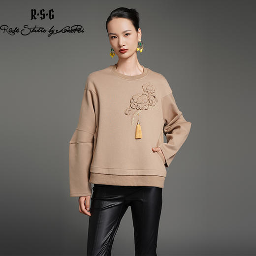 RSG郭培成衣品牌浮雕质感芙蓉花装饰设计感新中式卫衣 商品图0