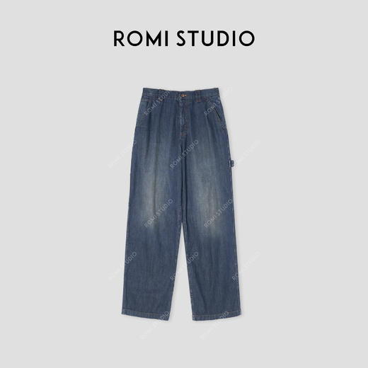 ROMI STUDIO“机场牛仔”100双面网纹牛仔棉宽松直筒牛仔裤421N2011【不翻单】 商品图4