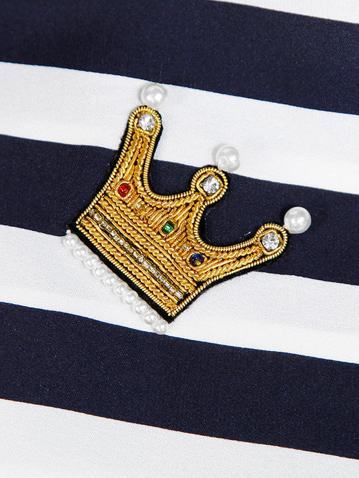 RSG郭培成衣品牌条纹图案珍珠蚕丝刺绣连帽夏季新款上衣女装 商品图4