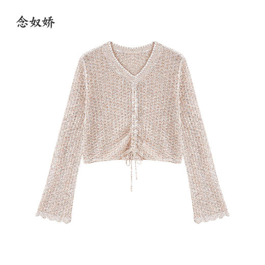【商场同款】CNK5492 “亮片抽绳针织衫” 微喇袖花纱针织衫，自由造型 商品图8