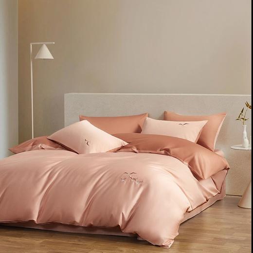 【水星家纺】60支全棉精致海鸥刺绣全棉素色四件套床上用品 商品图2