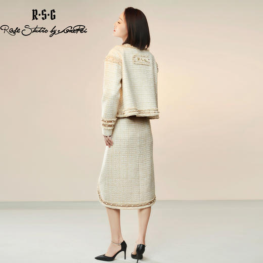 RSG郭培成衣品牌原创设计粗花呢钉珠套装短外套半身裙套装 商品图3