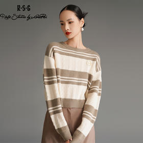 RSG郭培成衣品牌冬季保暖美拉德撞色条纹羊绒休闲学院风复古毛衣