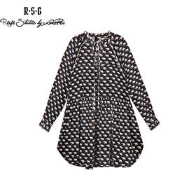 RSG郭培线上成衣品牌原创设计花瓣边小象桑蚕丝女士连衣裙长袖