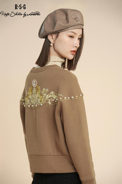 RSG郭培成衣品牌原创设计珍珠幼虎刺绣纯棉套头长袖卫衣女装 商品图5