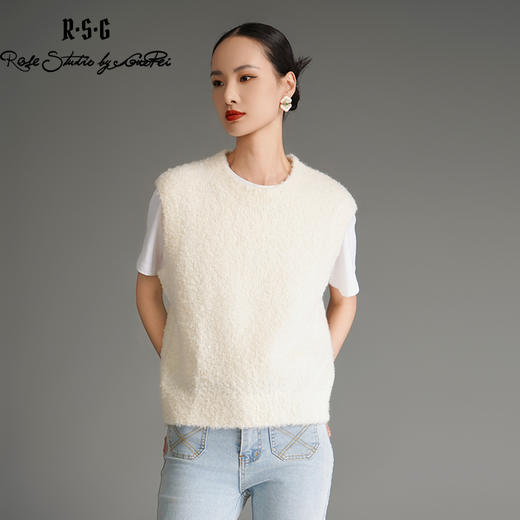 RSG郭培成衣品牌羊羔绒甜美马卡龙色多巴胺秋冬叠穿保暖针织马甲 商品图4