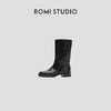 ROMI STUDIO“复古小众”率性百搭英伦方头粗跟黑色中筒靴 23AWS006 商品缩略图1