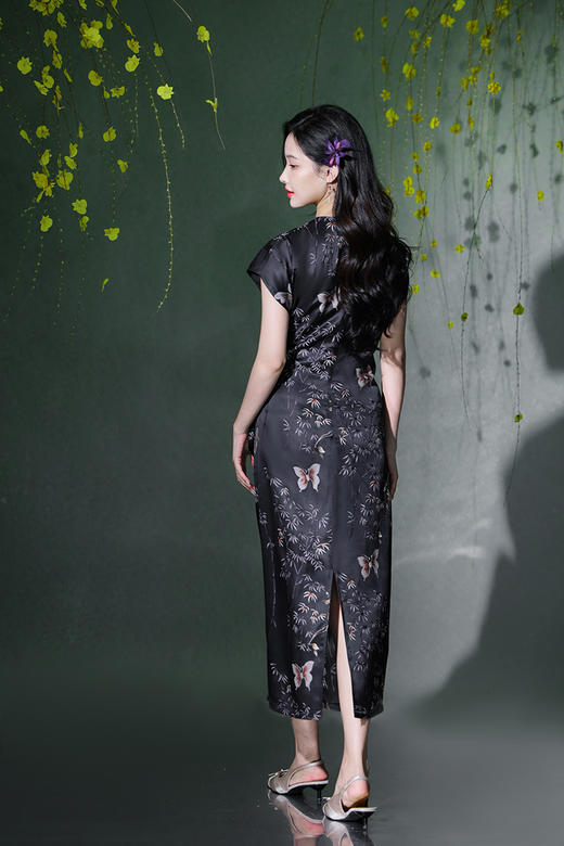 逸红颜明月优选#23姆米真丝提花裙『蝶竹』流淌的丝绸黑珍珠，腰间蝴蝶结系带优雅迷人 商品图14