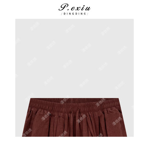 03-5潘依绣丁丁宠粉PanYiXiu/潘依绣100%亚麻复古小众设计抽绳阔腿休闲裤 W-62798 商品图2