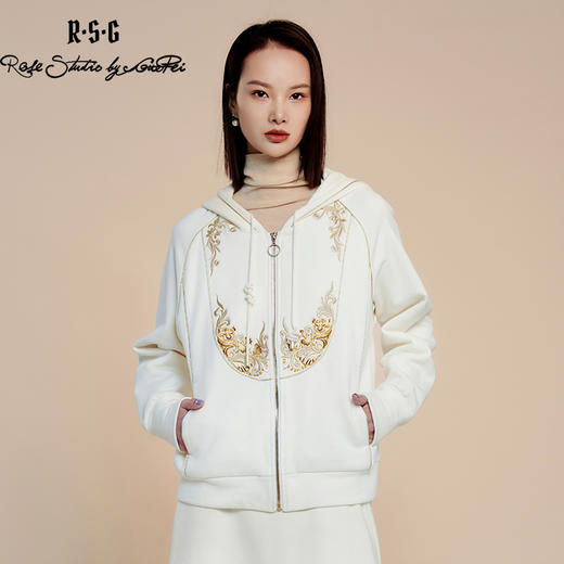 RSG郭培成衣品牌原创女款设计感连帽加绒卫衣刺绣上衣女装 商品图1