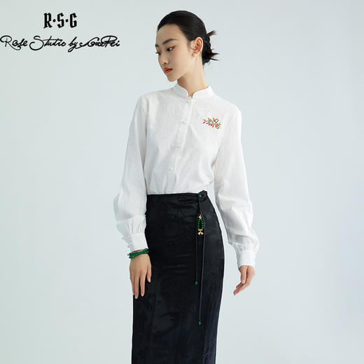 郭培成衣品牌【“药”爱自己】枸杞子刺绣小立领衬衫刘诗诗同款 商品图4