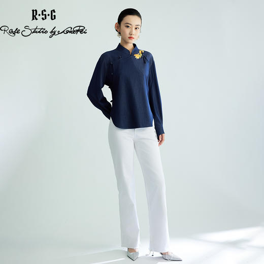 郭培线上成衣【“药”爱自己】佛手花刺绣斜襟中式开衫衬衫 商品图2