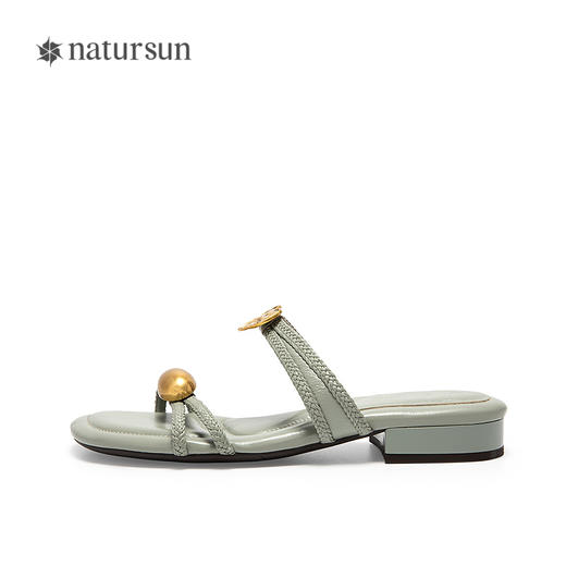 natursun平底沙滩鞋真皮编织拖鞋外穿一字带露趾凉鞋N25331205 商品图2