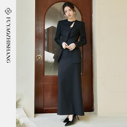 FUYAO扶摇 新中式斜门襟西装外套女2025春季新款国风镂空改良西服 商品图3