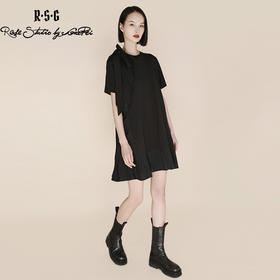 RSG郭培成衣品牌法式优雅气质黑色拼接蝴蝶结小礼服连衣裙