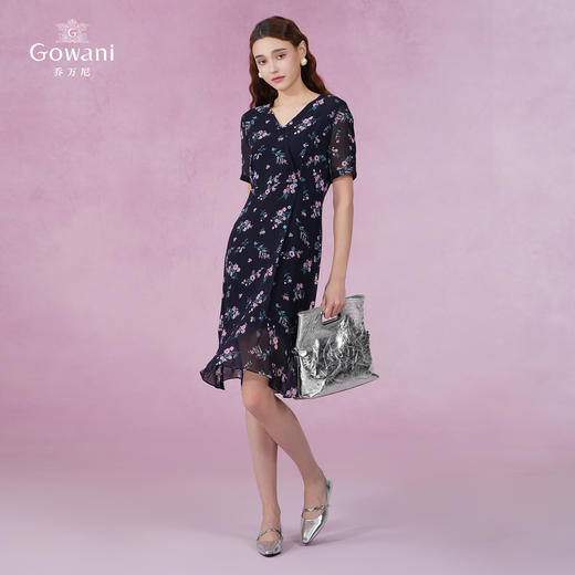 乔万尼连衣裙夏真丝桑蚕丝法式碎花EI2E770 商品图3