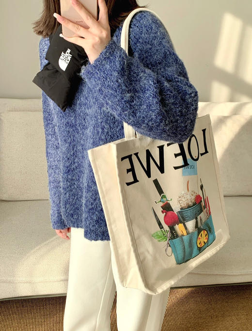 杨幂同款LOEW限定印花帆布包购物袋12.5 商品图1