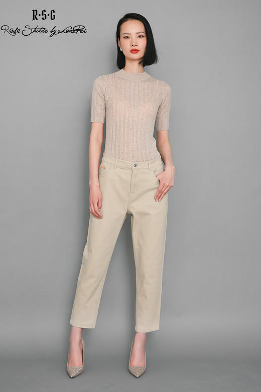 RSG郭培成衣品牌夏新款金标装饰纯色休闲百搭直筒九分裤长裤 商品图5