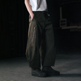 GOODBAI 916 无腰线抽绳口袋打褶休闲9分裤