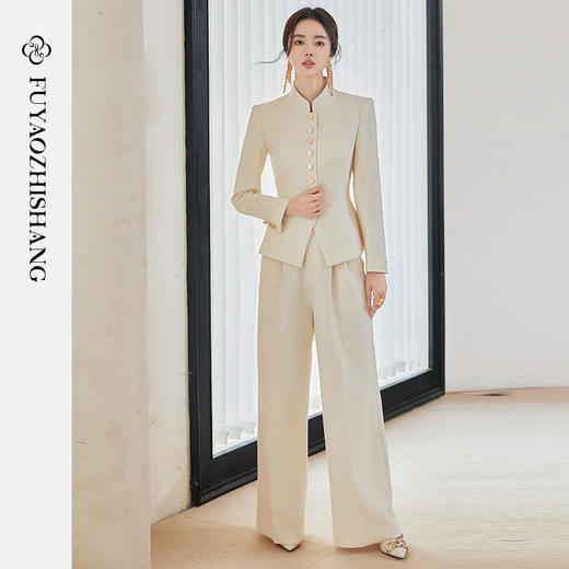 FUYAO扶摇 复古国风西装套装女2025新款新中式单排扣老钱西服外套 商品图1