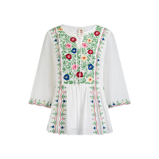 【林栖设计小店】【现货】婴儿棉衬衣墨西哥刺绣宽松显瘦2025夏季新品七分袖上衣女1952058 商品图9