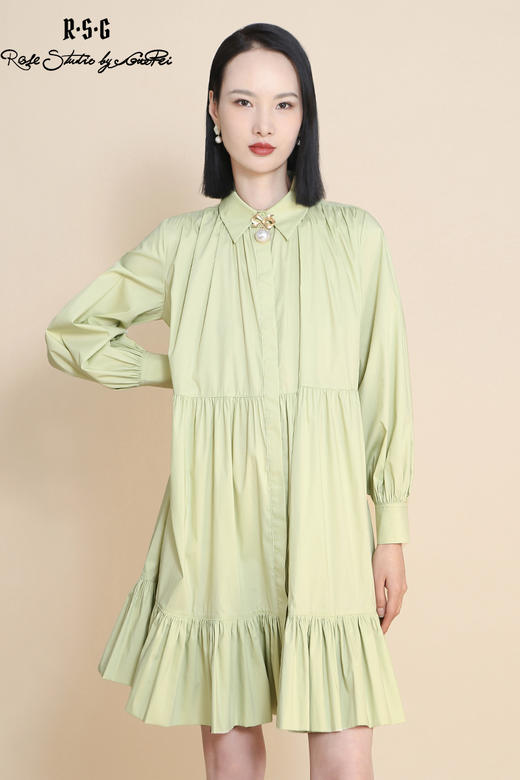 RSG郭培成衣品牌春季衬衫连衣裙棉质宽松优雅蛋糕褶皱裙 商品图5