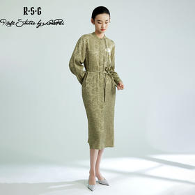 郭培成衣品牌【“药”爱自己】雪莲刺绣小立领盘扣印花连衣裙