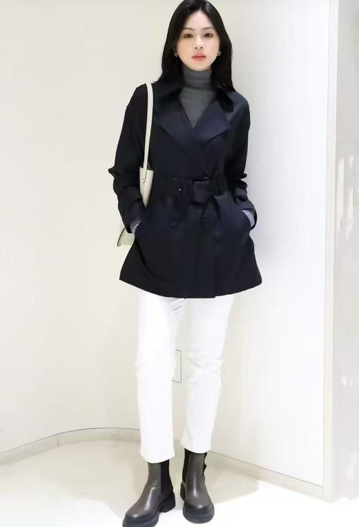 火桐hooton 露珠系列 丝羊毛双排扣腰带风衣ZB7050 商品图2