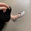 【小香风包头凉鞋】夏季外穿 法式女士气质粗跟仙女风银色后空单鞋女  商品缩略图1