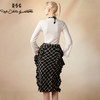 RSG郭培成衣品牌原创设计粗花呢双开衩荷叶边半身包臀裙 商品缩略图1