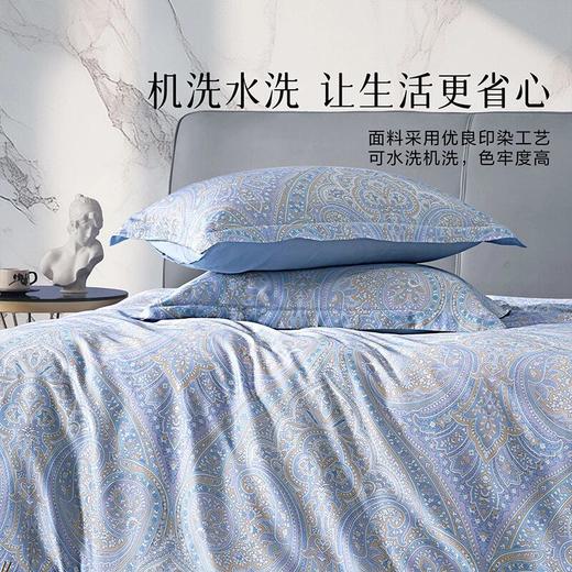 水星家纺 60s高支天丝棉套件 印花透气学生宿舍 法兰佩斯·蓝床上用品 商品图3