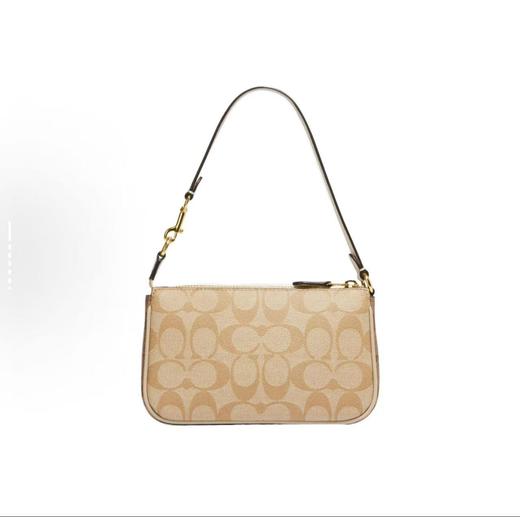 COACH蔻驰 Nolita 19 经典老花拉链开合 帆布拼鹅卵石纹皮革 手腕包手拿包 小号 女款 棕色 商品图1