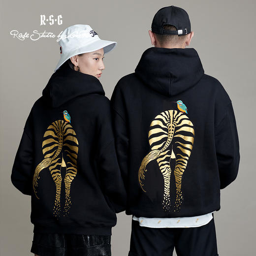 RSG郭培成衣品牌原创设计纯棉斑马翠鸟刺绣卫衣国潮上衣女装 商品图1