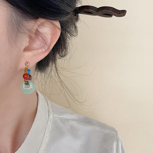 【敦煌遗梦串珠耳坠】敦煌国风原创手作 新中式串珠耳环复古 天然石国潮高级感耳饰 商品图1