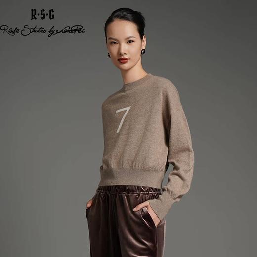 RSG郭培成衣品牌美拉德蝙蝠袖短款设计感7字休闲针织羊绒毛衣 商品图3