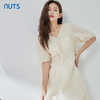 NUTS夏季新品V领纯色时尚优雅气质短袖连衣裙324101126B 商品缩略图3