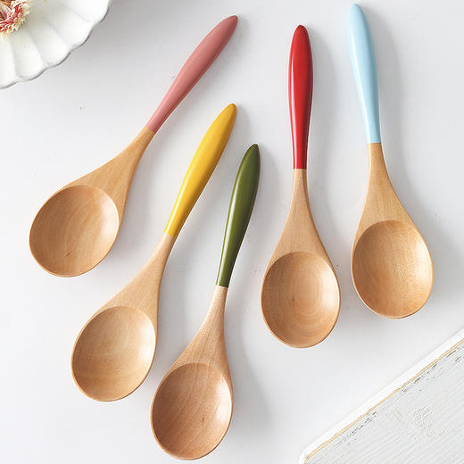 日本进口石田白木彩色汤匙 蓝色 商品图2