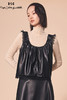 RSG郭培成衣品牌U领简约褶皱皮背心蕾丝百搭马甲黑色 商品缩略图5