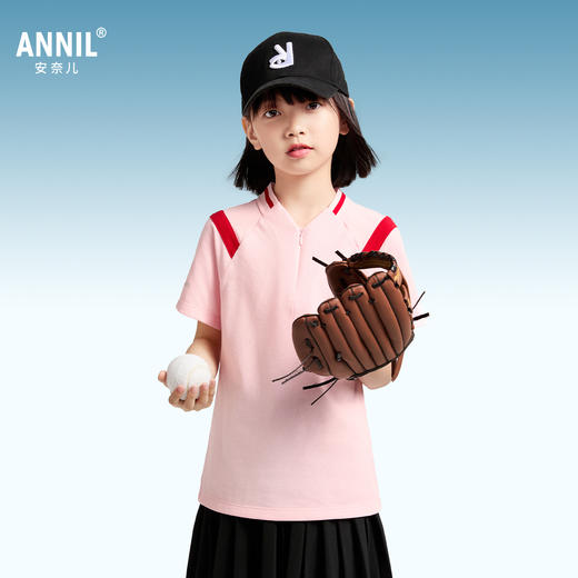 女童立领短袖T恤夏季新款安奈儿童装EG521046 商品图1