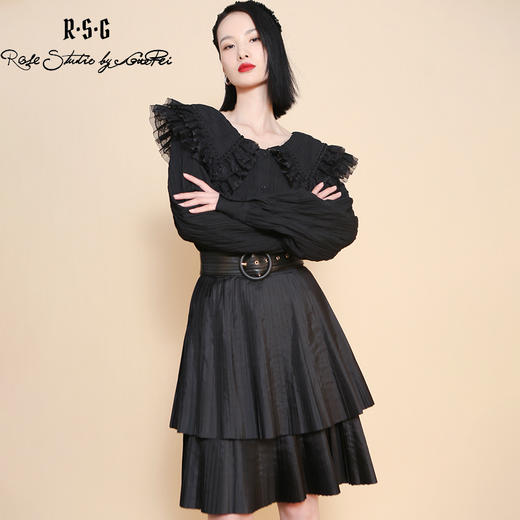 RSG郭培成衣品牌蕾丝领口钉珠装饰设计感纯棉衬衣女装 商品图2