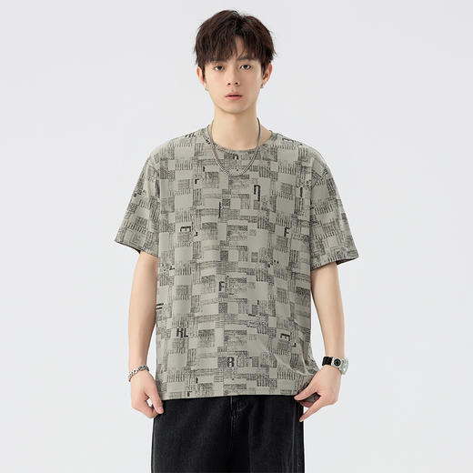 【DSL】大依优型大码圆领短袖T恤夏季加肥加大肥佬休闲宽松透气弹力男装上衣潮款 商品图1